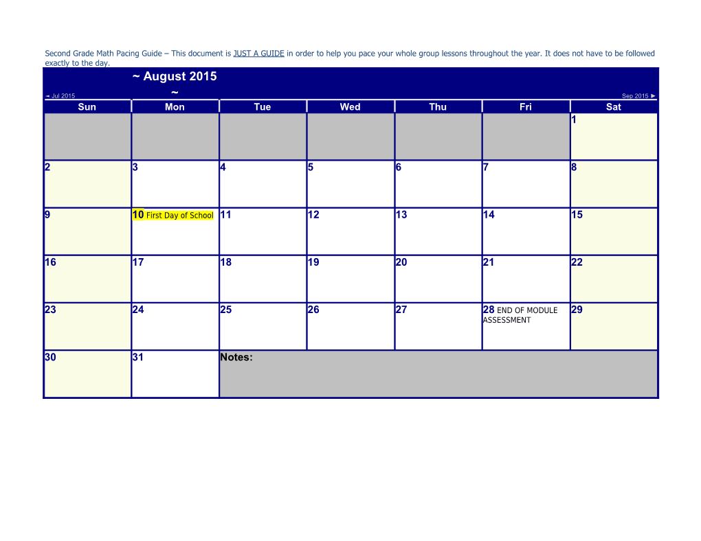 Second Grade Math Pacing Guide This Document Is JUST a GUIDE in Order to Help You Pace