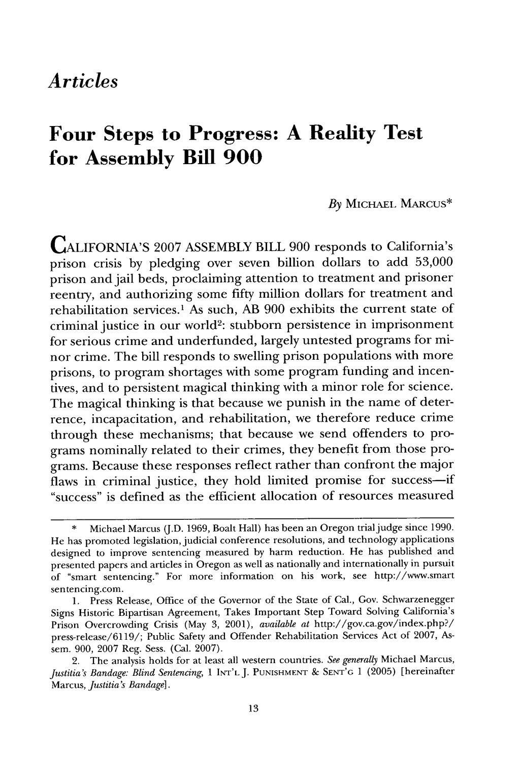 A Reality Test for Assembly Bill 900