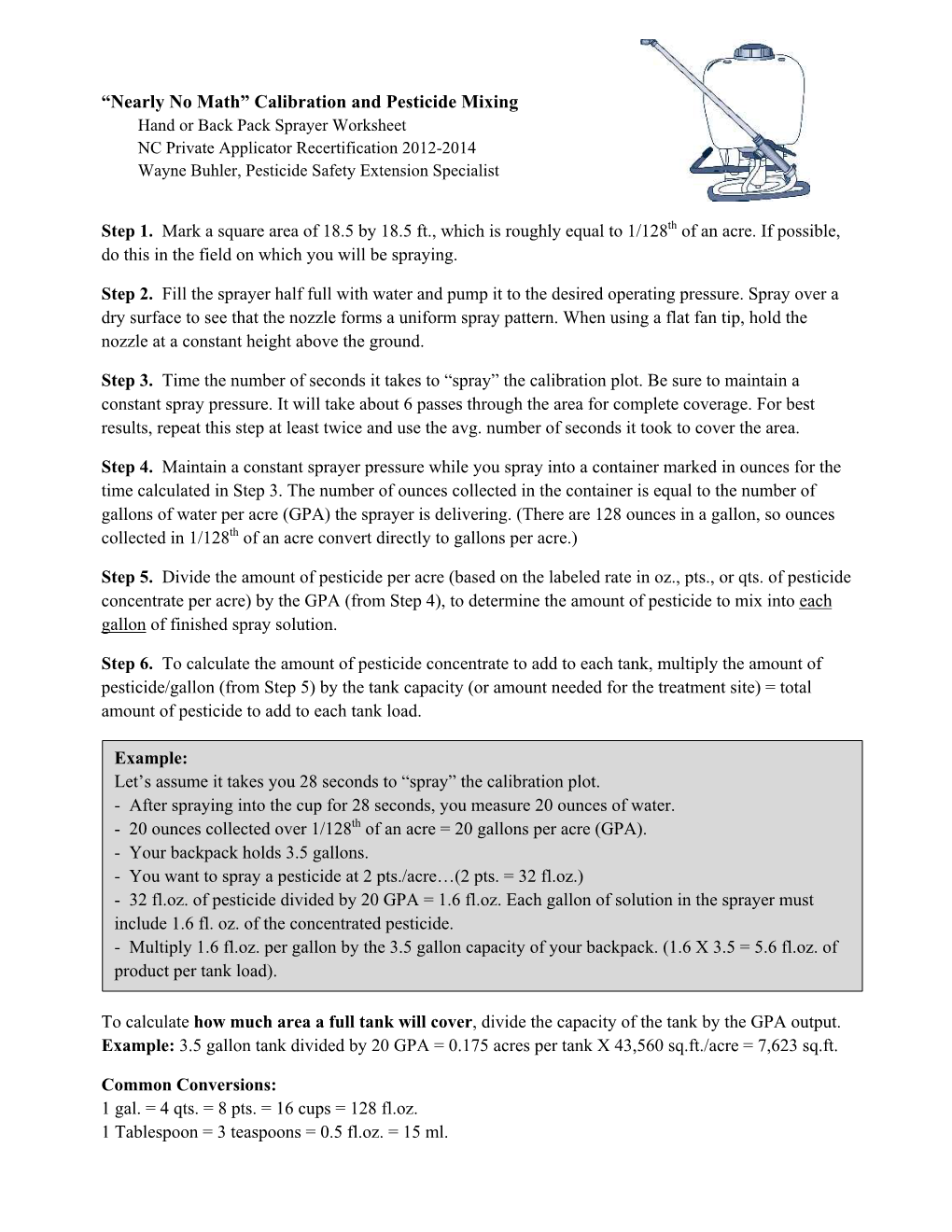 “Nearly No Math” Calibration and Pesticide Mixing