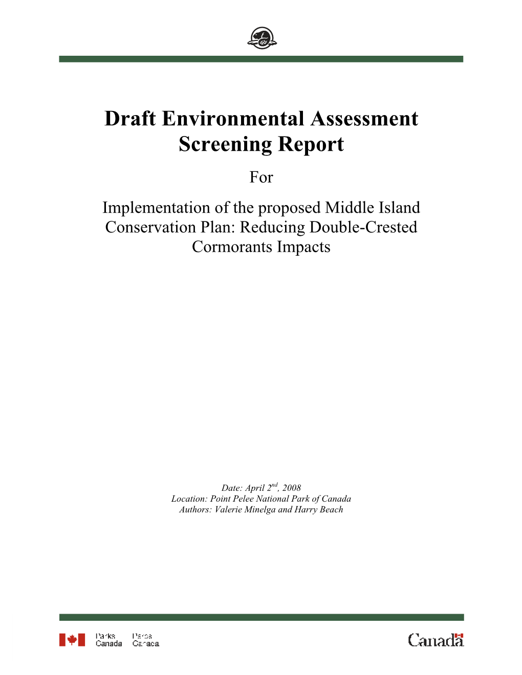 Draft Environmental Assessment Screening Report