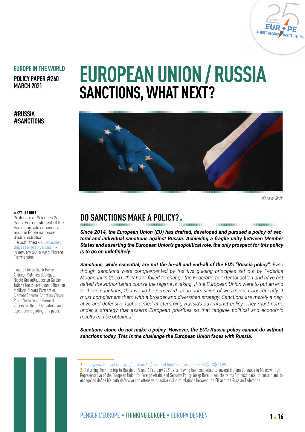 European Union / Russia March 2021 Sanctions, What Next?