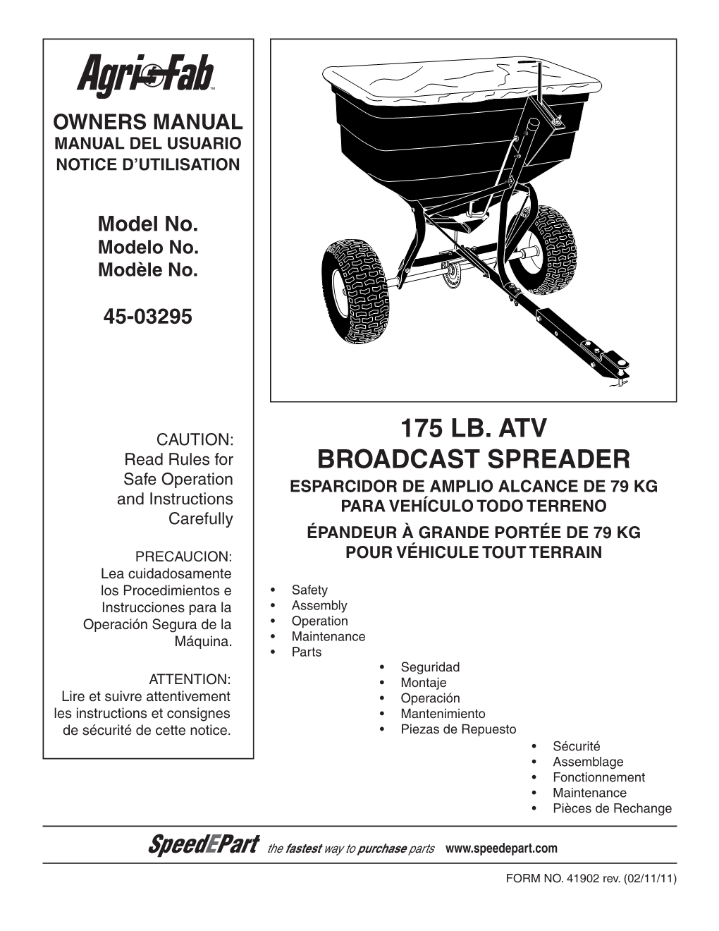 175 Lb. Atv Broadcast Spreader