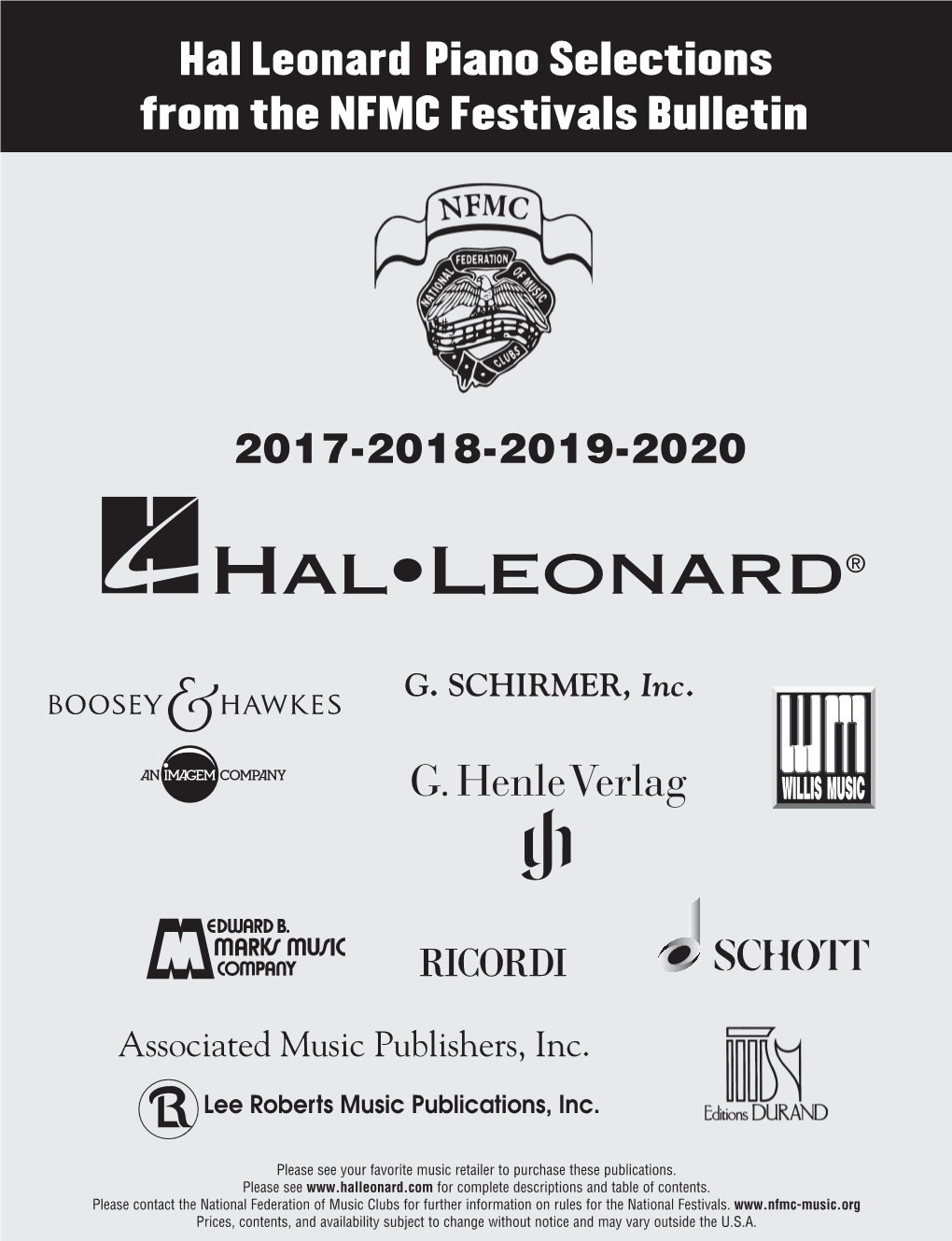 Hal Leonard Piano Selections from the NFMC Festivals Bulletin 2017