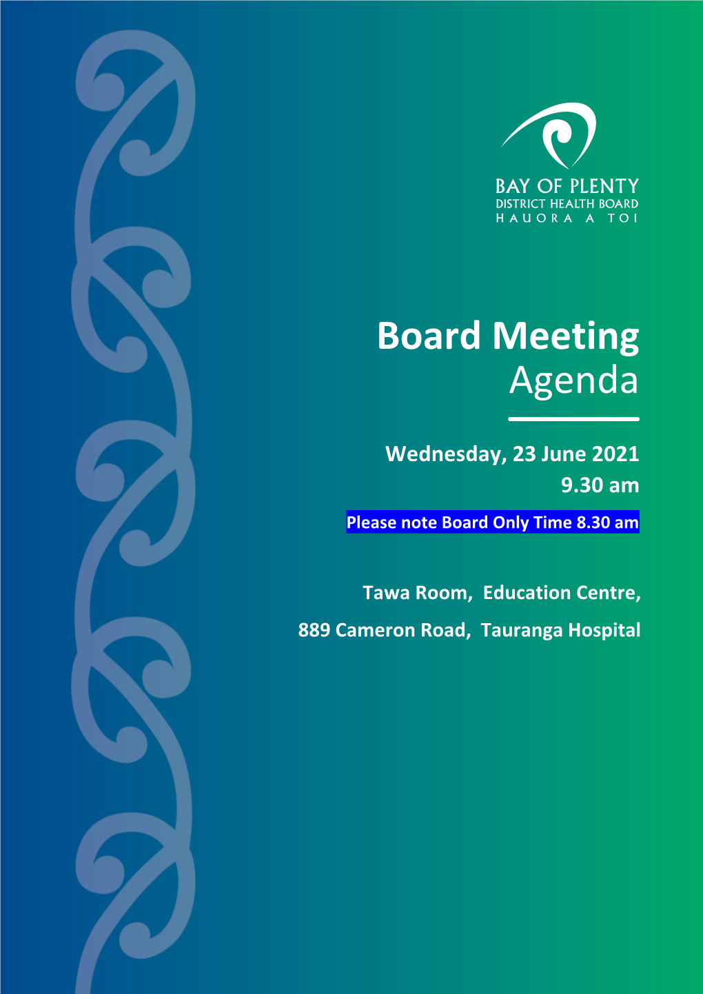 Board Meeting Agenda