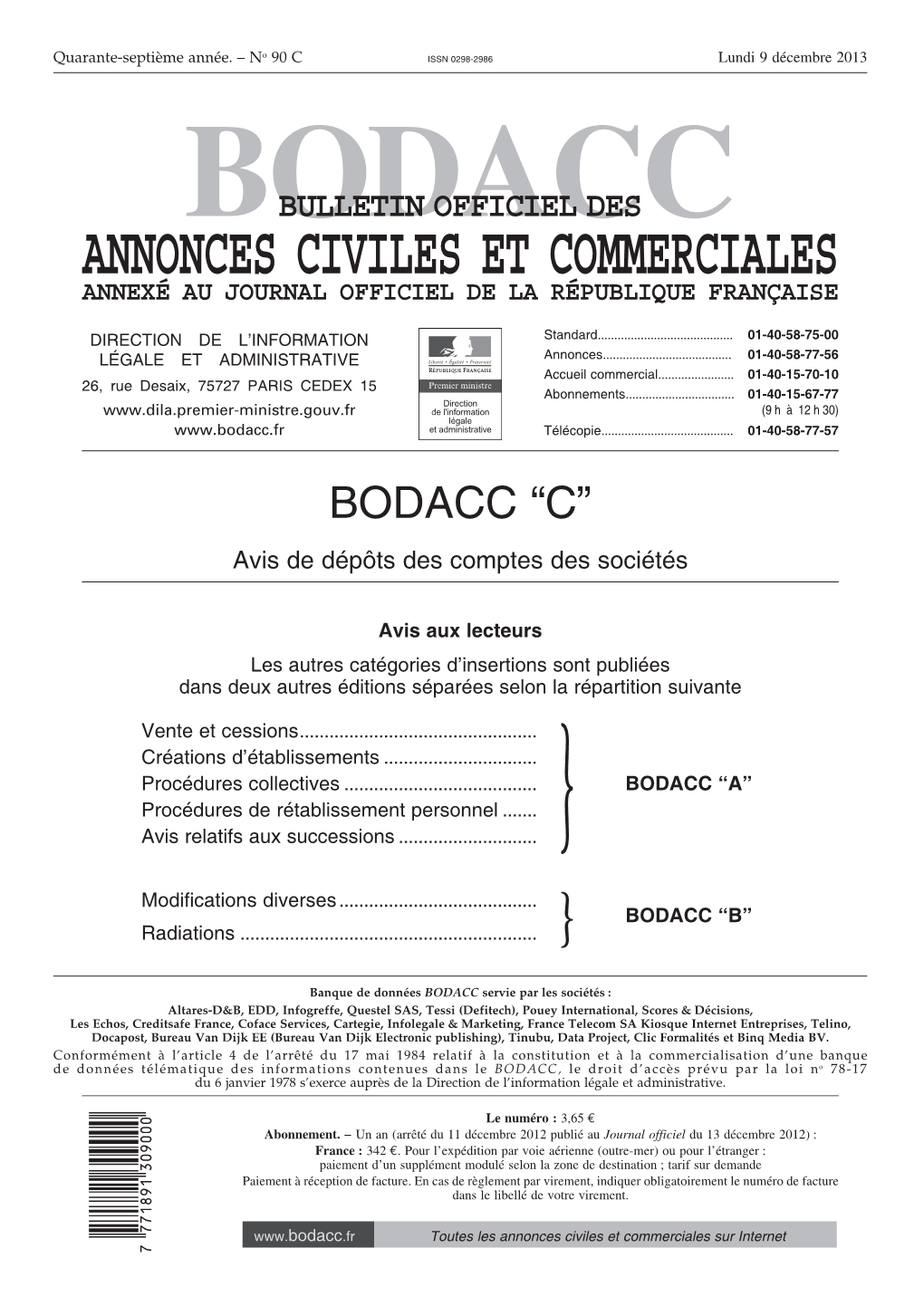 Bodacc Bulletin Officiel Des Annonces Civiles Et Commerciales Annexé Au Journal Officiel De La République Française