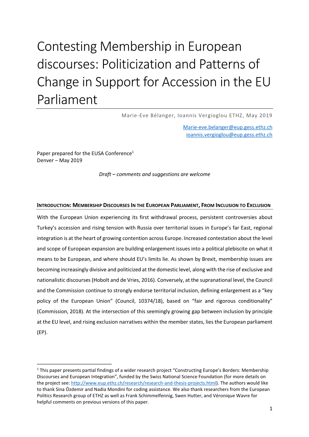 Contesting Membership in European Discourses