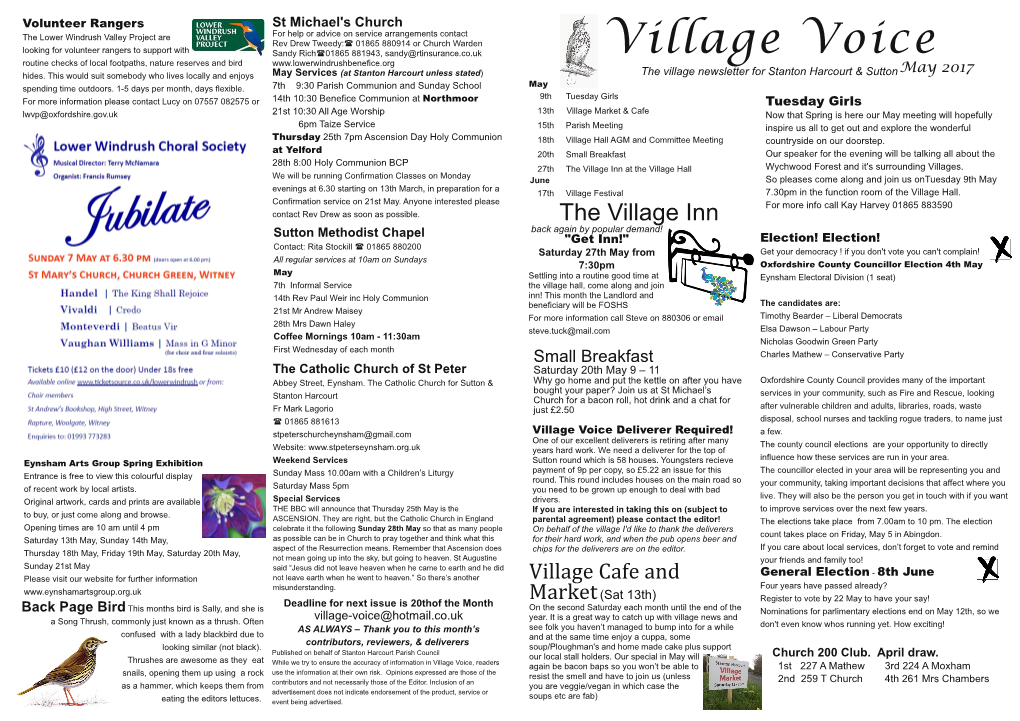 Village Voice Routine Checks of Local Footpaths, Nature Reserves and Bird Hides