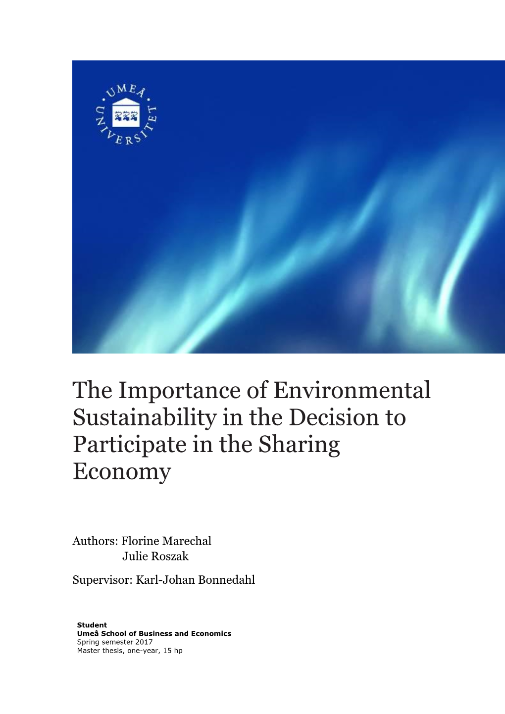 The Importance of Environmental Sustainability in the Decision to Participate in the Sharing Economy