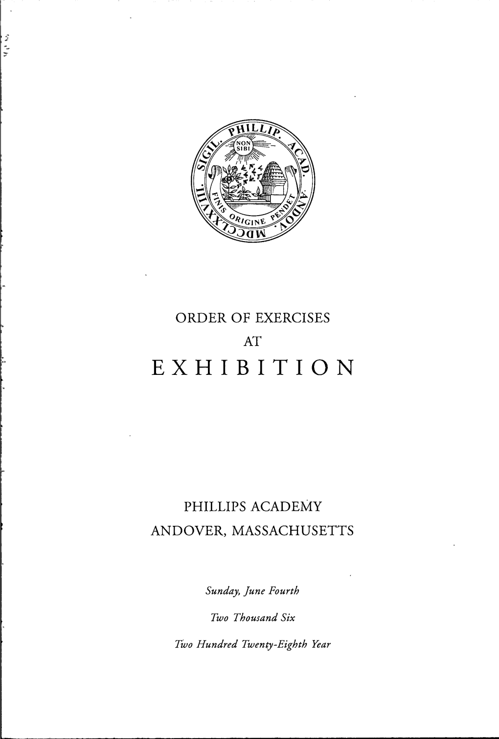 Order of Exercises a T E X H I B I T I O N Phillips