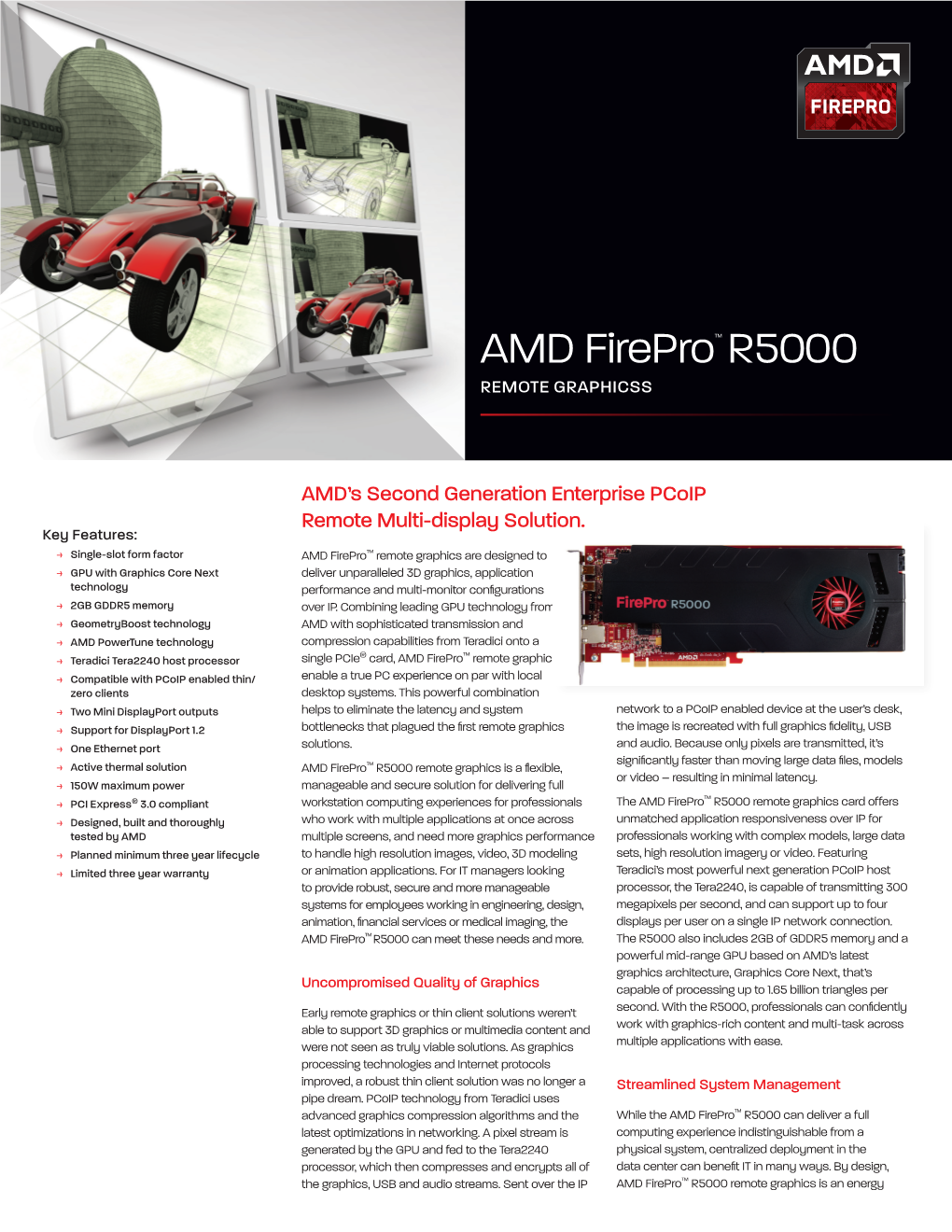 AMD Firepro™ R5000 REMOTE GRAPHICSS