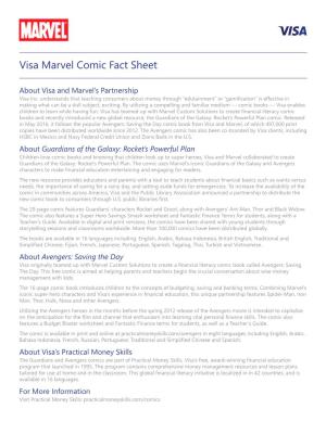 Visa Marvel Comic Fact Sheet