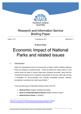Economic Impact of National Parks and Related Issues