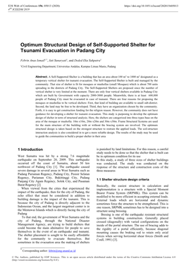 Optimum Structural Design of Self-Supported Shelter for Tsunami Evacuation in Padang City