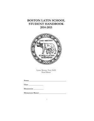 Boston Latin School Student Handbook 2014-2015