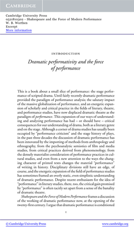 Dramatic Performativity and the Force of Performance