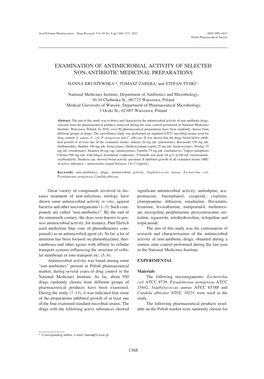 Examination of Antimicrobial Activity of Selected Non-Antibiotic Medicinal Preparations