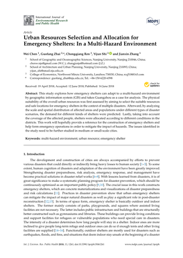 Urban Resources Selection and Allocation for Emergency Shelters: in a Multi-Hazard Environment