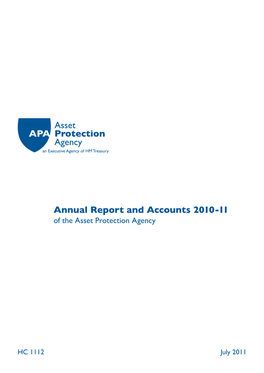 Asset Protection Agency Annual Report and Accounts 2010-11