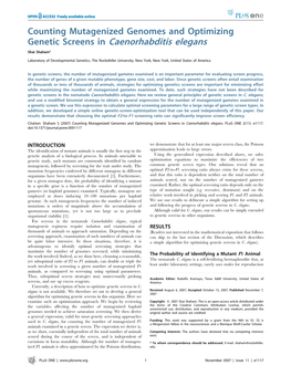 Counting Mutagenized Genomes and Optimizing Genetic Screens in Caenorhabditis Elegans Shai Shaham*