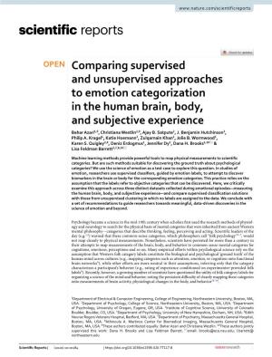 Comparing Supervised and Unsupervised Approaches to Emotion Categorization in the Human Brain, Body, and Subjective Experience