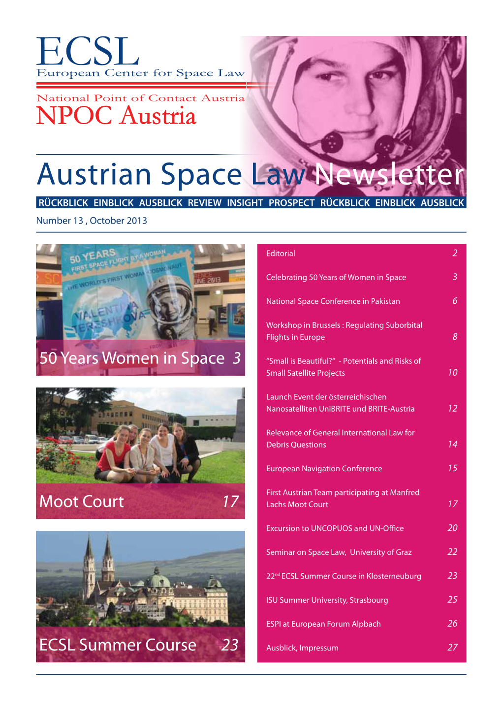 Austrian Space Law Newsletter No.12