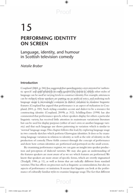 PERFORMING IDENTITY on SCREEN Language, Identity, and Humour in Scottish Television Comedy