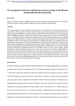 New Perspectives Into the Evolutionary Pressures Acting on the Human Intrinsically Disordered Proteins