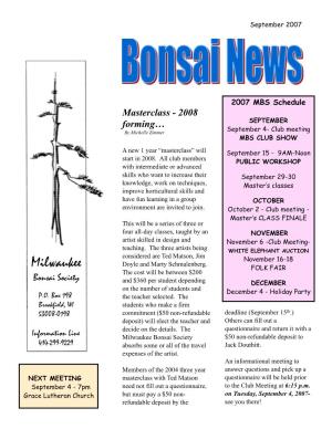 Milwaukee Bonsai Society $50 Non-Refundable Deposit to 414-299-9229 Absorbs Some Or All of the Travel Jack Douthitt
