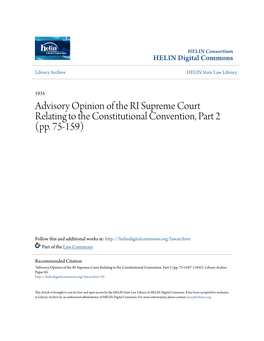 Supreme Court Relating to the Constitutional Convention, Part 2 (Pp