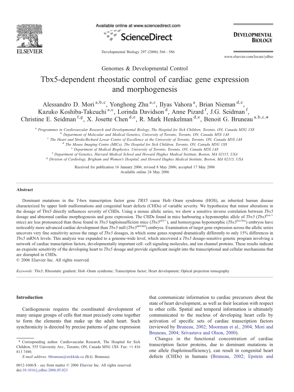 Tbx5-Dependent Rheostatic Control of Cardiac Gene Expression and Morphogenesis