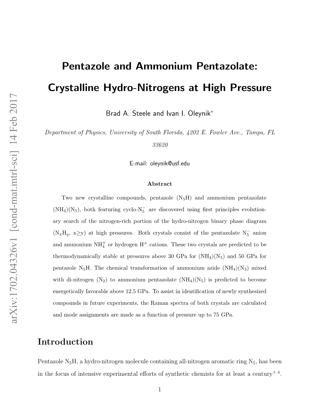 Crystalline Hydro-Nitrogens at High Pressure