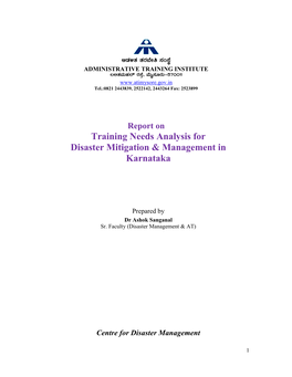 Training Needs Analysis for Disaster Management in Karnataka State