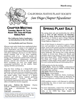 SPRING PLANT SALE Tuesday, March 19; 7 P.M