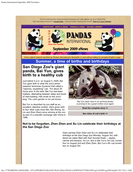 Pandas International September 2009 Newsletter