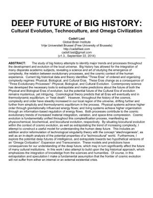 DEEP FUTURE of BIG HISTORY: Cultural Evolution, Technoculture, and Omega Civilization