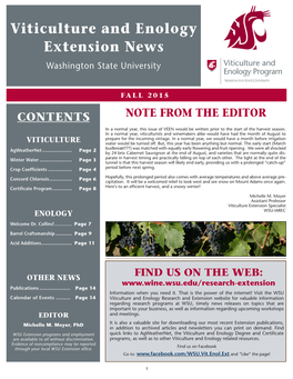 Viticulture and Enology Extension News Washington State University