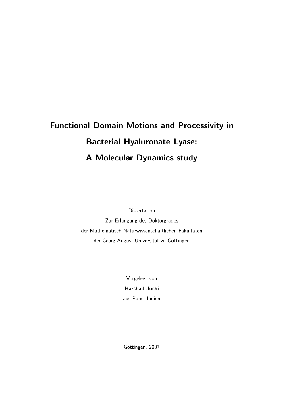 Functional Domain Motions and Processivity in Bacterial Hyaluronate Lyase: a Molecular Dynamics Study