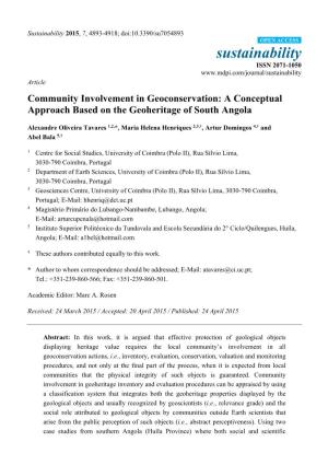 Community Involvement in Geoconservation: a Conceptual Approach Based on the Geoheritage of South Angola