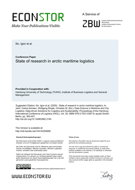 State of Research in Arctic Maritime Logistics