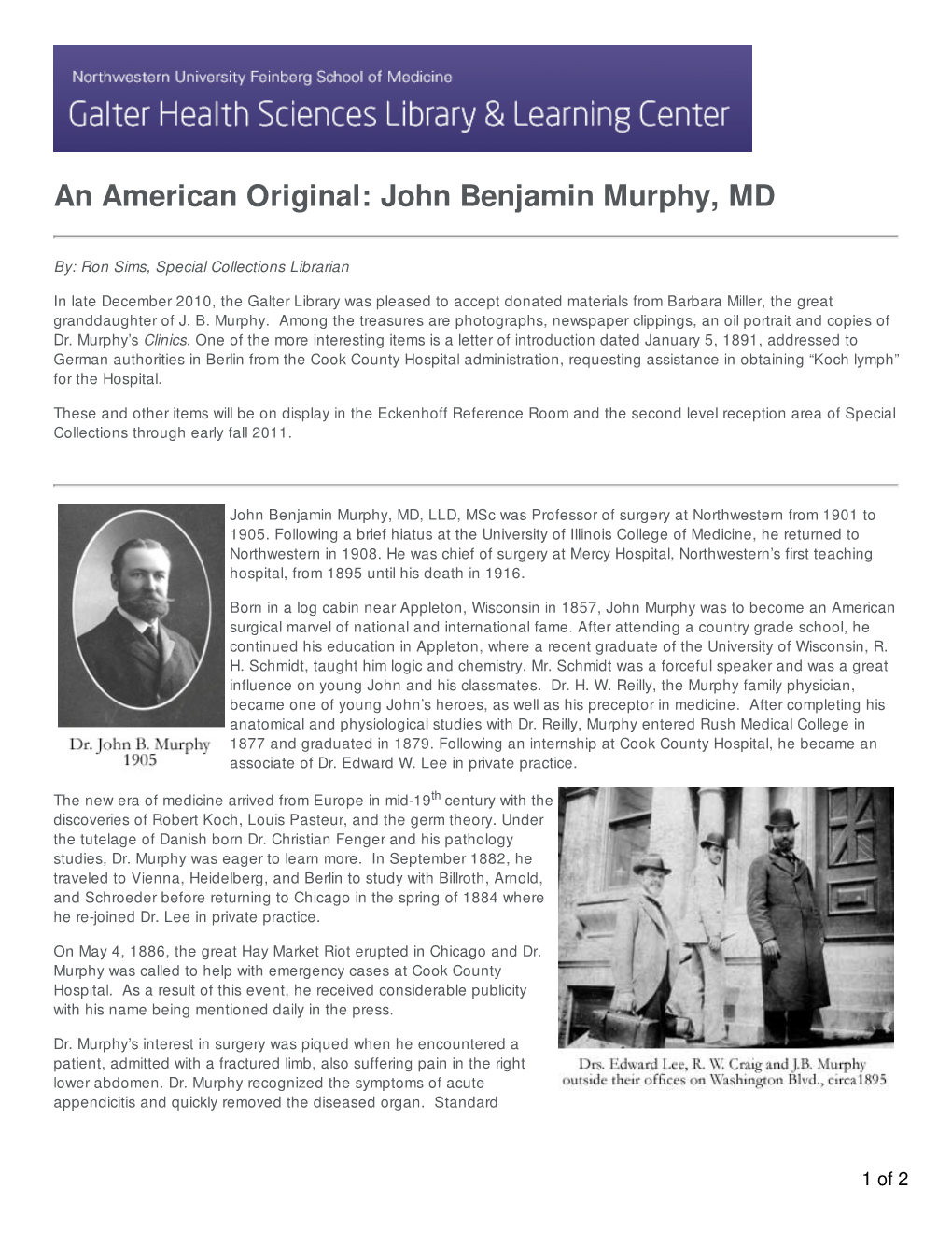 John Benjamin Murphy, MD