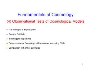 Fundamentals of Cosmology (4) Observational Tests of Cosmological Models