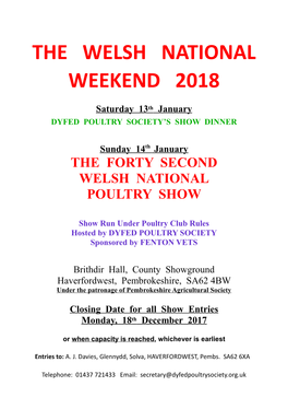 The Welsh National Weekend 2018