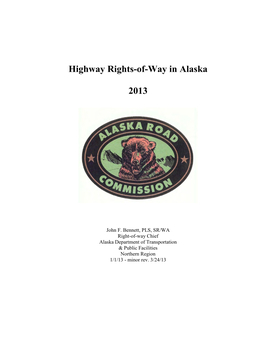 Highway Rights-Of-Way in Alaska 2013