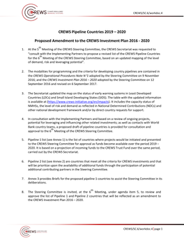 CREWS Pipeline Countries 2019 – 2020