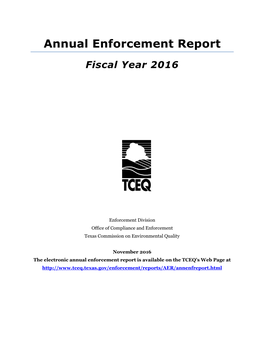 TCEQ Annual Enforcement Report