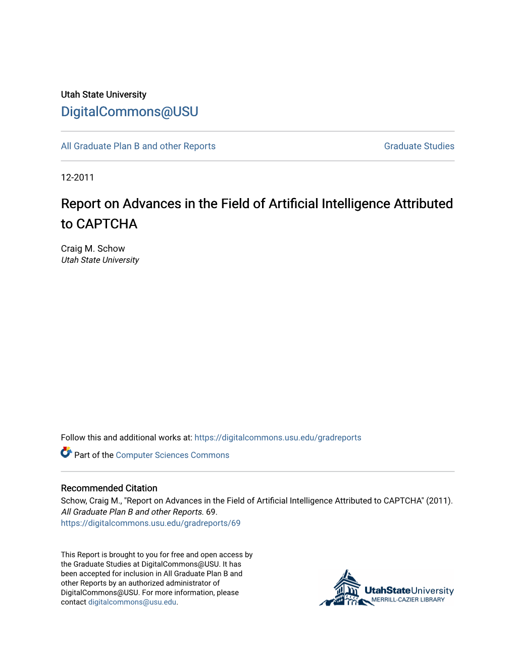 Report on Advances in the Field of Artificial Intelligence Attributed to Captcha