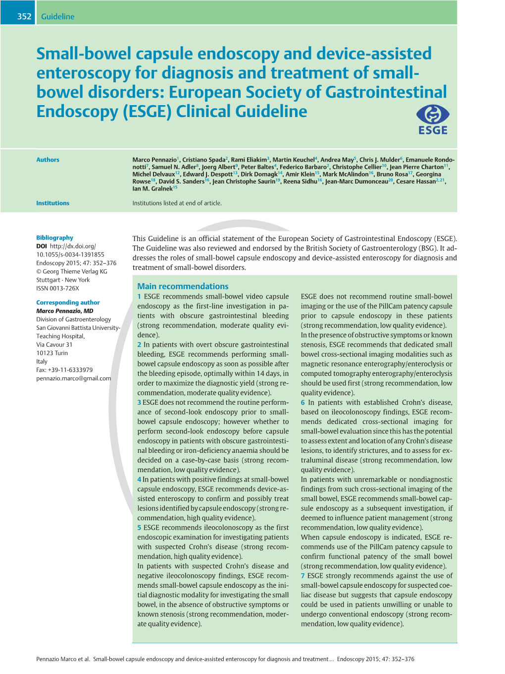 Small-Bowel Capsule Endoscopy and Device-Assisted Enteroscopy For