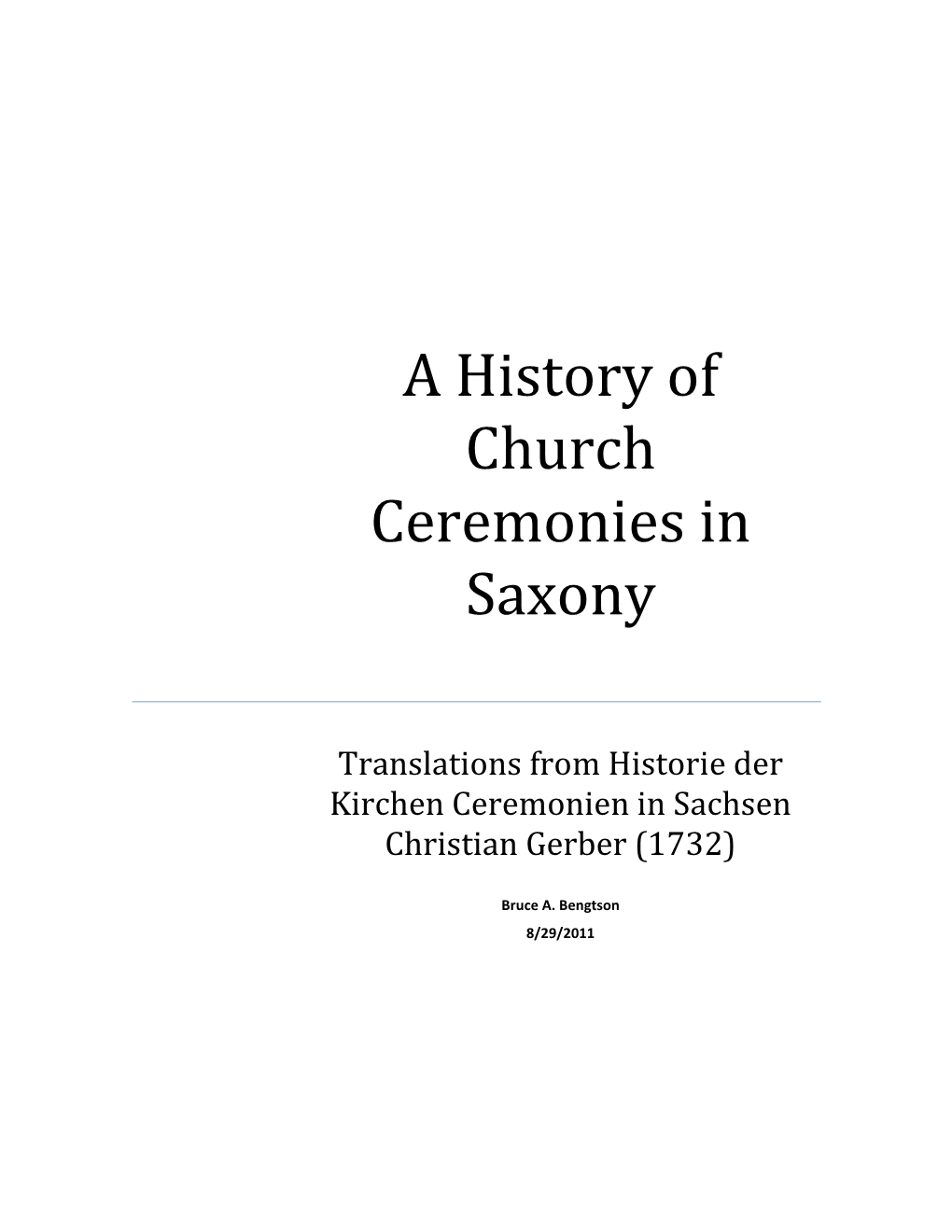 A History of Church Ceremonies in Saxony