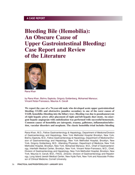 Bleeding Bile (Hemobilia): an Obscure Cause of Upper Gastrointestinal Bleeding: Case Report and Review of the Literature