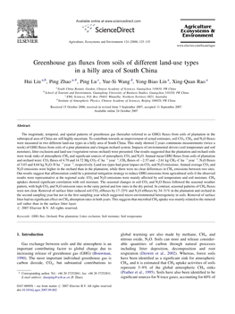 Greenhouse Gas Fluxes from Soils of Different Land-Use Types in a Hilly